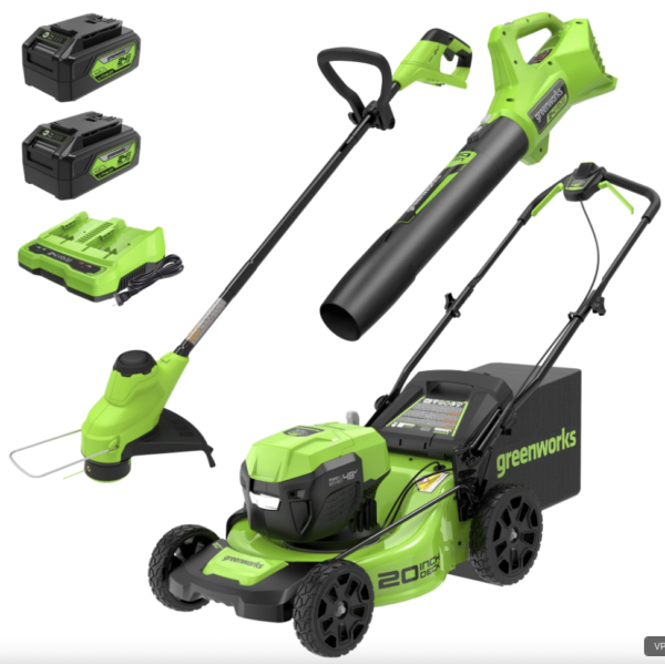 48V (24V x 2) 20" Cordless Battery Push Mower 3pc Combo Kit